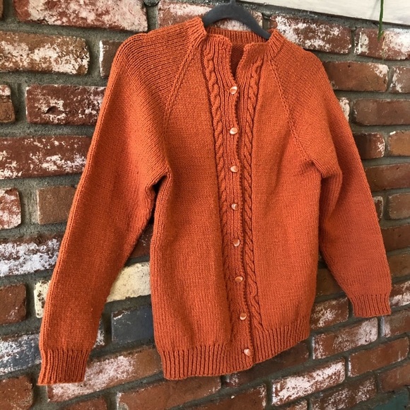 Vintage 1960s Wool Knit Buttoned Cardigan Sweater - Picture 7 of 11